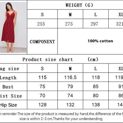 Women's Beach Summer Dresses A-Line Spaghetti Strap V-Neck Button Down Midi Dress