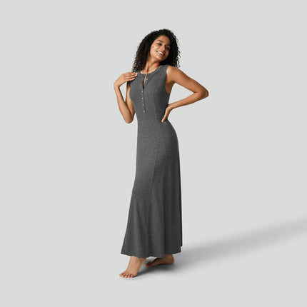 Women Summer Casual Sleeveless Maxi Sundress Button Fit & Flare A-Line Flowy Long Dresses
