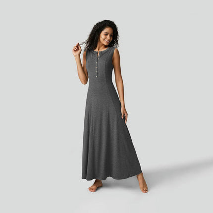 Women Summer Casual Sleeveless Maxi Sundress Button Fit & Flare A-Line Flowy Long Dresses