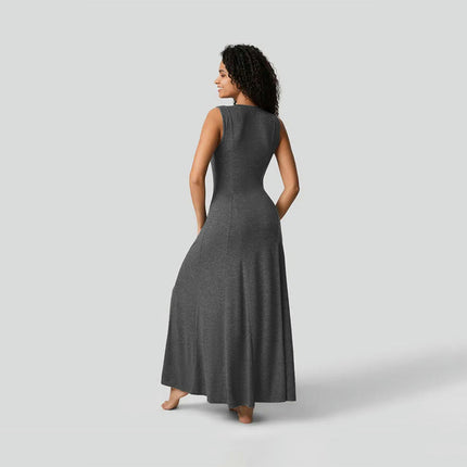 Women Summer Casual Sleeveless Maxi Sundress Button Fit & Flare A-Line Flowy Long Dresses