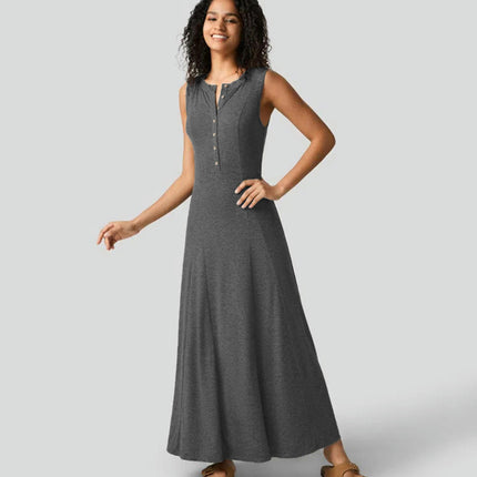 Women Summer Casual Sleeveless Maxi Sundress Button Fit & Flare A-Line Flowy Long Dresses