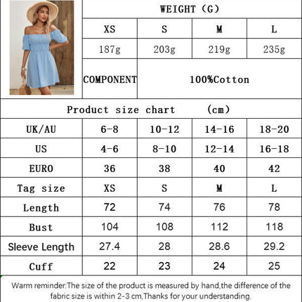 Women's Summer Puff Short Sleeve Short Dress Off The Shoulder A-Line Mini Dresses