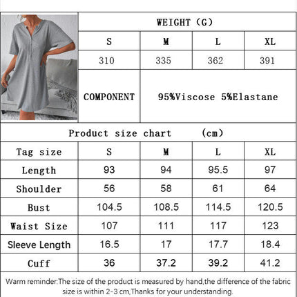 Women's Summer Casual T Shirt Dresses Short Sleeve V Neck Button Down Loose Mini Dress