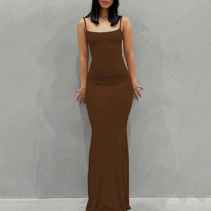 Women's Sexy Bodycon Maxi Dresses Sleeveless Spaghetti Strap Cocktail Party Long Dress