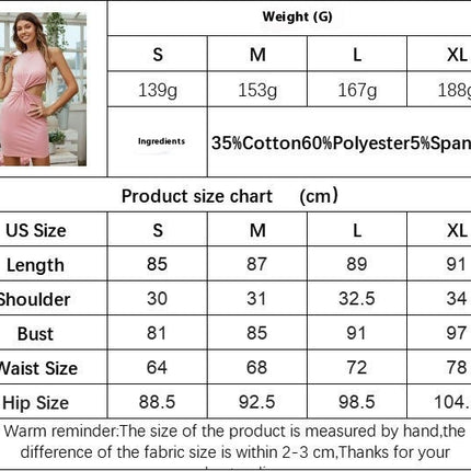 Women Sleeveless Bodycon Ruched Mini Dress Twist Knot Cut Out Crew Neck Tank Dresses