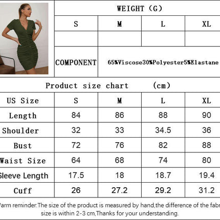 Women Summer Casual Ruched Bodycon Sexy V Neck Button Down Cocktail Party Club Mini Dresses