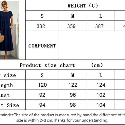 Women's Crew Neck Short Sleeve Loose Plain Maxi Dresses Casual Long Dresses with Pockets