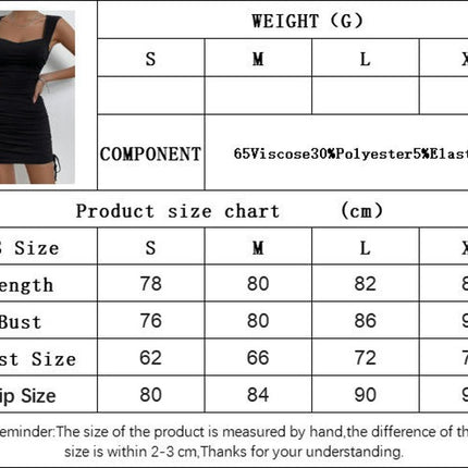 Women's Summer Sexy Bodycon Sleeveless Tank Straps Drawstring Ruched Mini Party Dress
