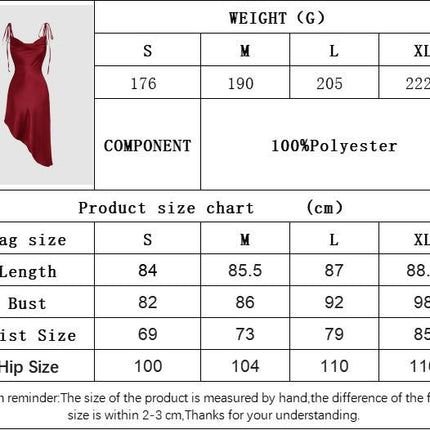 Women's Spaghetti Strap Cowl Neck Satin Mini Dress Sexy Asymmetrical Hem Party Party