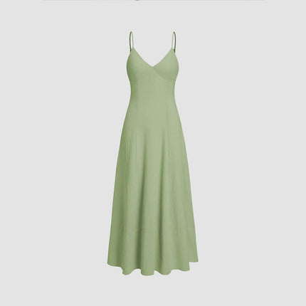 Women's Sexy V Neck Backless Sleeveless Maxi Dress Spaghetti Strap Summer Long Dresses