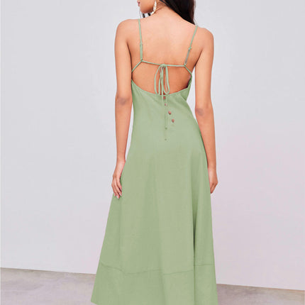 Women's Sexy V Neck Backless Sleeveless Maxi Dress Spaghetti Strap Summer Long Dresses