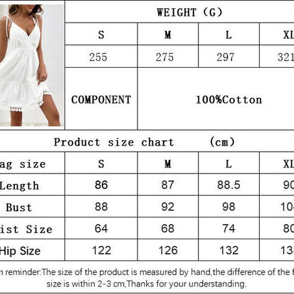 Women's Sexy V-Neck Spaghetti Strap Backless Sleeveless Ruffle Tassel Hem A Line Mini Dress