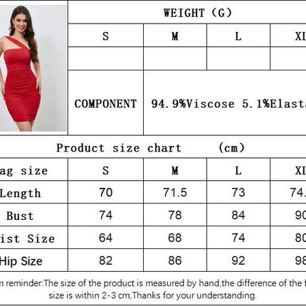 Women's Sexy Sleeveless Bodycon One Shoulder Ruched Club Mini Dress