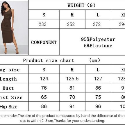 Women's Sexy Ruched Bodycon Midi Dresses Sleeveless Backless Split Cocktail Party Dress