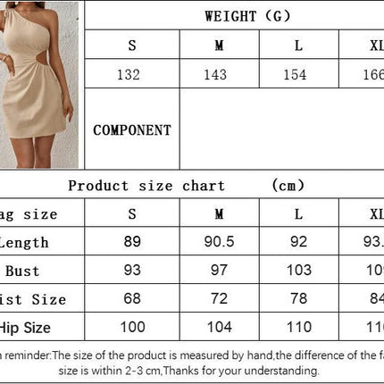 Women's Summer One Shoulder Cut Out Drawstring Waist Sleeveless Short Mini Dress