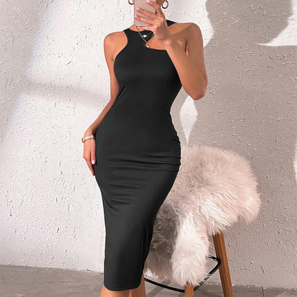 Womens Sexy Cut Out Backless Sleeveless Bodycon Dress Ruched Split Party Club Midi Dresses