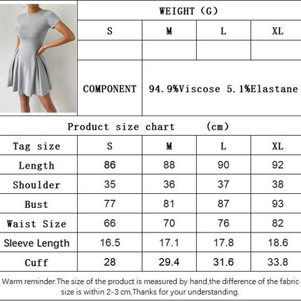 Women's Summer Casual Mini Dress Crew Neck Short Sleeves A Line Flowy Flare Dresses