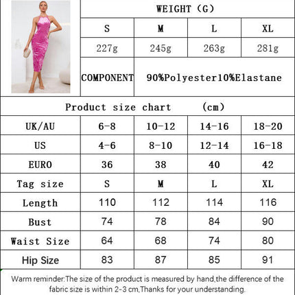 Women's Velvet Midi Dress Sexy Spaghetti Strap Backless Party Cocktail Bodycon Split Dress