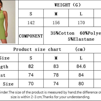 Women Summer Casual Lapel V Neck Dress Sleeveless A Line Bodycon Mini Dresses