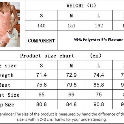 Women's Ruched Bodycon Mini Dress Summer Spaghetti Strap Button Party Club Dresses