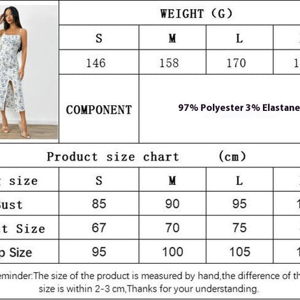 Women's Floral Summer Dresses Spaghetti Straps Square Neck Casual Split Midi Dress