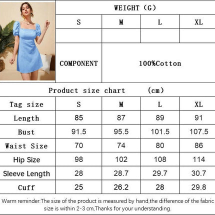 Women's Tie Back Square Neck Puff Short Sleeves A Line Summer Short Dress