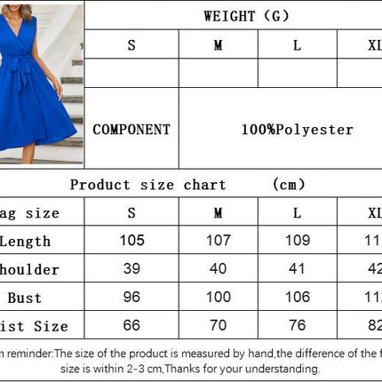 Womens Summer Midi Dress Sleeveless V-Neck Tie Waist A Line Flowy Dresses