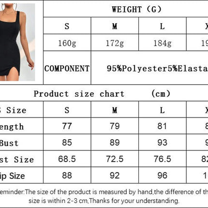 Women's Sexy Tank Dresses Bodycon Square Neck Sleeveless Split Party Club Mini Dress