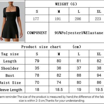 Women's Square Neck Short Sleeve Mini Dress Party Club Side Slit A Line Dresses