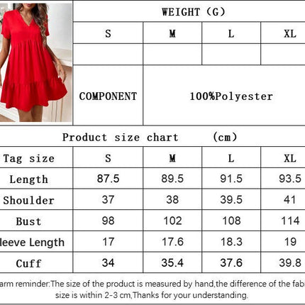 Womens Short Sleeve V Neck Mini Dresses Tiered Ruffled Elegant Flowy Short Dress