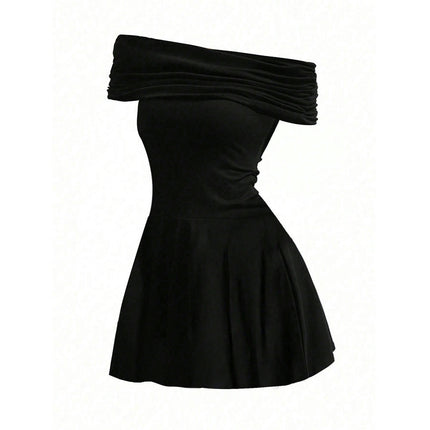 Women's Summer Off The Shoulder Ruffle Bodycon Mini Party Dress