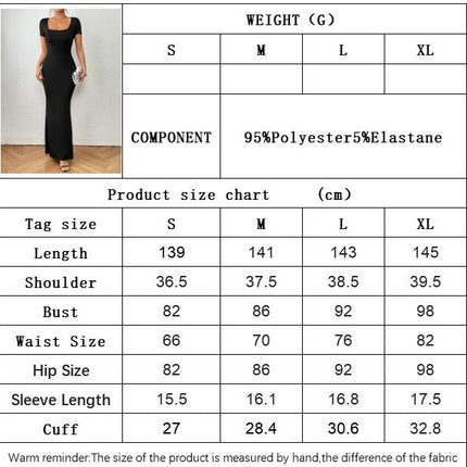 Women's Elegant Bodycon Maxi Dresses Square Neck Short Sleeve Cocktail Party Dress