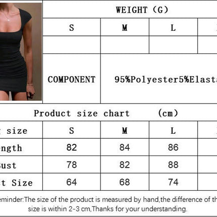 Women's Sexy Square Neck Cap Sleeves Bodycon Ruched Club Mini Party Dress