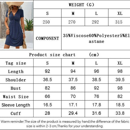 Women's Twist Front V Neck Short Sleeve Dress A Line Casual Short Dresses