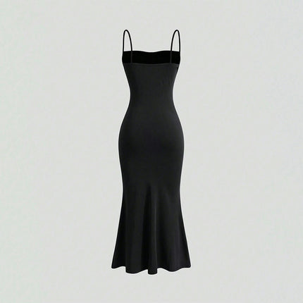 Women's Ruched Bodycon Long Dress Spaghetti Strap Sleeveless Mermaid Cocktail Party Dresses