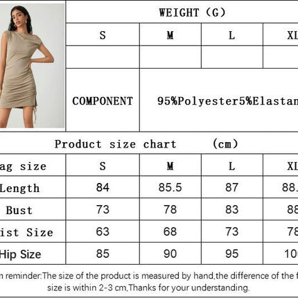 Women's Sexy Bodycon Mini Dress One Shoulder Ruched Drawstring Party Club Dresses