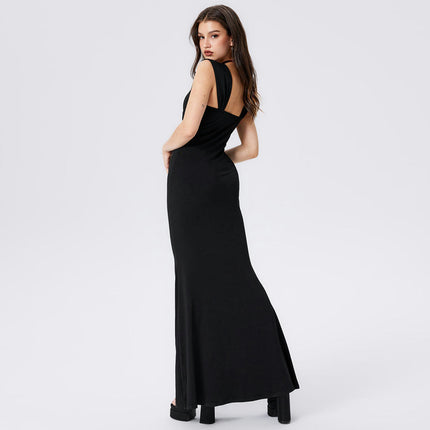 Women's Summer Bodycon Maxi Dress Sleeveless Square Neck Long Cocktail Party Dresses
