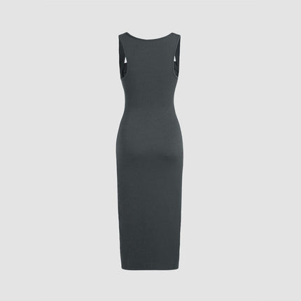 Women's Sexy Bodycon Ruched Midi Dress Summer Sleeveless Square Neck Party Club Dresses