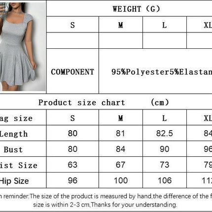 Women Summer Cap Sleeves Short Dress Square Neck Swing Solid Color Casaul Mini Dresses