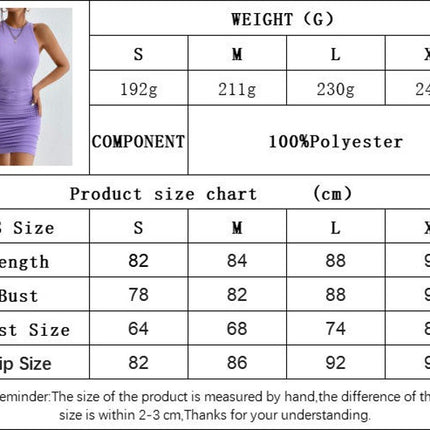 Women's Sexy Ruched Sleeveless Tank Dress Crew Neck Bodycon Club Party Mini Dress