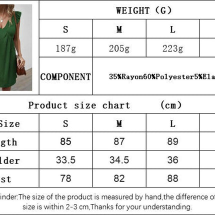 Women's Summer Casual Ruffled Cap Sleeves Mini Dress Deep V Neck A-Line Loose Dresses