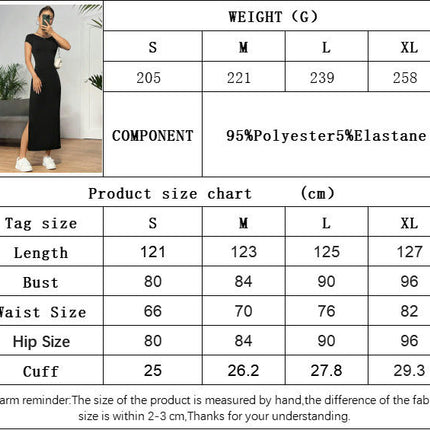 Women's Casual Bodycon Maxi Dress Summer Crew Neck Cap Sleeve Slit Club Party Long Dresses