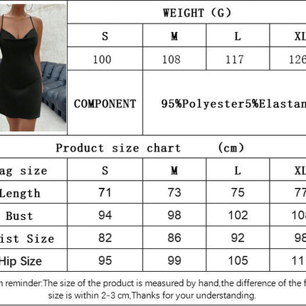 Women's Satin Sleeveless Spaghetti Strap Cowl Neck Dress Backless Cocktail Party Mini Dresses
