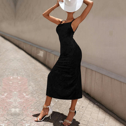 Women's Velvet Spaghetti Strap Midi Dresses Ruched Split Formal Cocktail Party Dresses