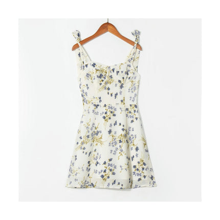 Womens Spaghetti Straps Floral Cami Dress Strap Tie Sleeveless Mini Dresses
