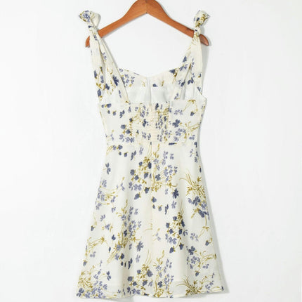 Womens Spaghetti Straps Floral Cami Dress Strap Tie Sleeveless Mini Dresses