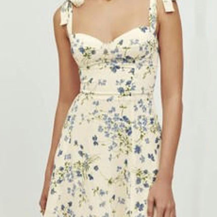 Womens Spaghetti Straps Floral Cami Dress Strap Tie Sleeveless Mini Dresses