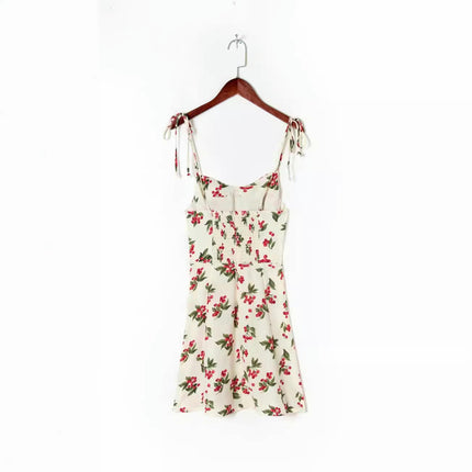 Women's Floral Print Spaghetti Straps Short Summer Dress A Line Mini Dress