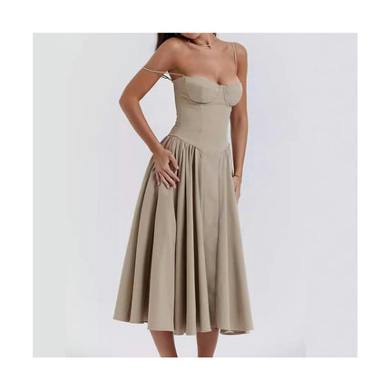Summer Midi Dress Spaghetti Strap Flowy A Line Swing Dresses for Women