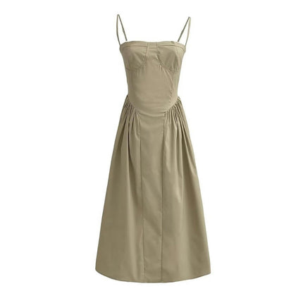 Summer Midi Dress Spaghetti Strap Flowy A Line Swing Dresses for Women